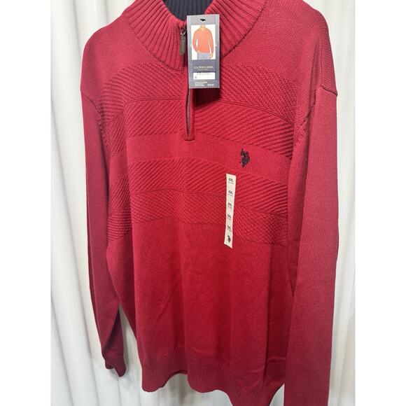 Chaps NWT Men's Heavy Knit 100% Cotton 1/4 Zip Mock Neck Red Sweater XXL - Picture 1 of 5
